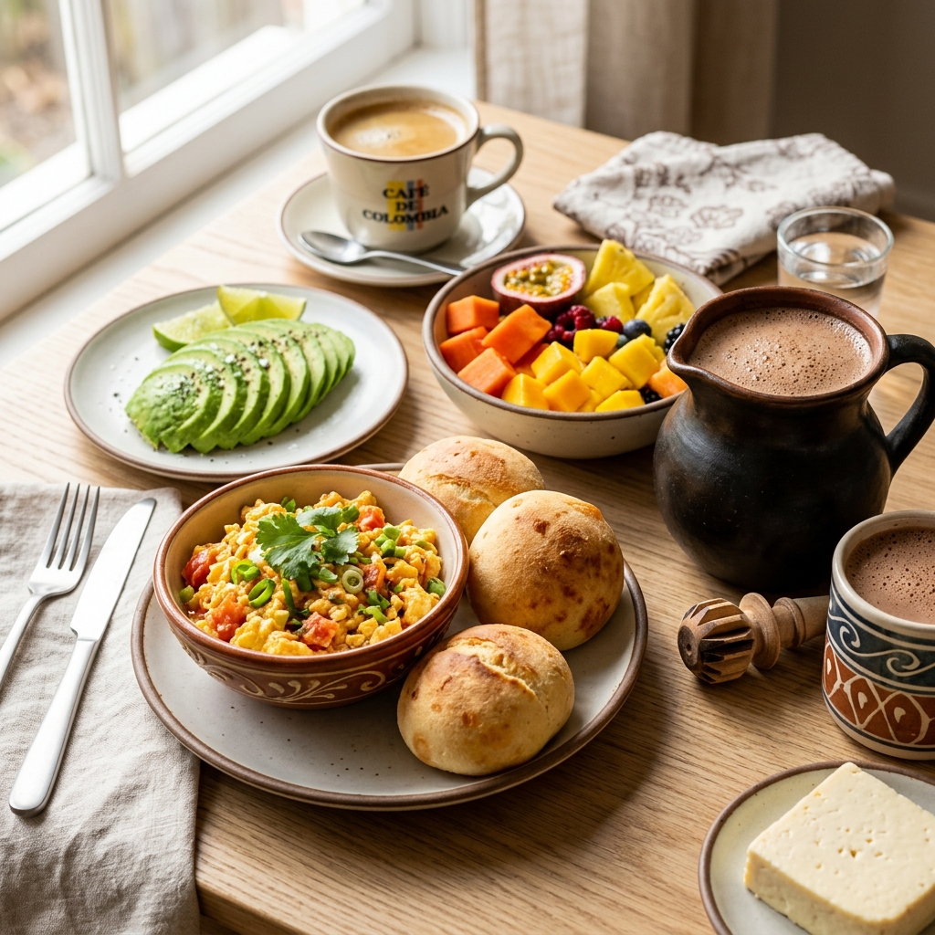 Fotografía hiperrealista de desayuno tradicional y sorpresa a domicilio en Manizales